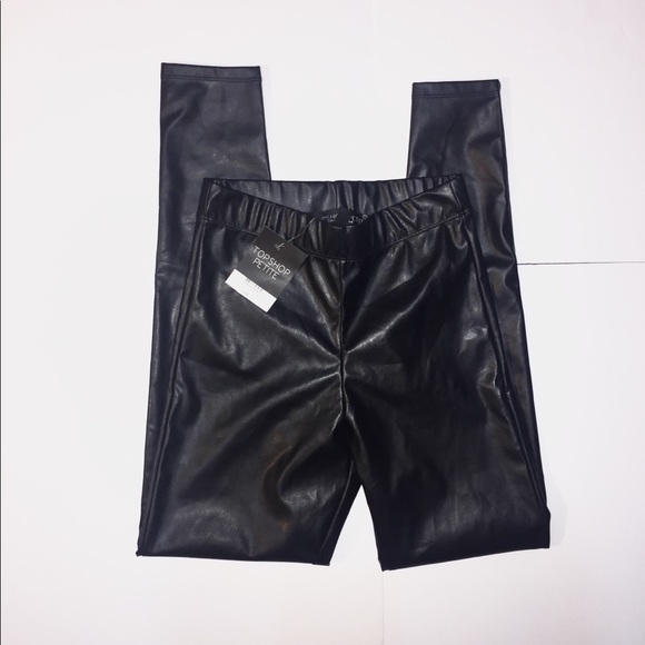 Topshop Pants - Top Shop Skinny Faux Leather Leggings Flat Lay